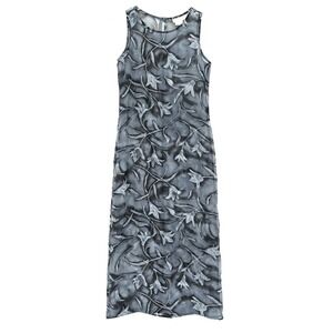 Vintage 90s Charlotte Russe Dress Size M Sheer Floral Maxi Whimsigoth Fairy Blue